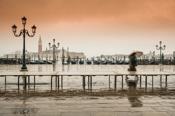 view to San Giorgio Maggiore Venice during aqua alta
