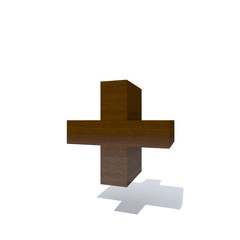 Obraz premium Conceptual wood or wooden brown font or type, timber or lumber industry piece isolated on white background. Educative hadwood material, smooth surface mahogany handmade sculpted 3D illustration object