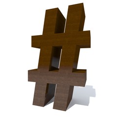 Obraz premium Conceptual wood or wooden brown font or type, timber or lumber industry piece isolated on white background. Educative hadwood material, smooth surface mahogany handmade sculpted 3D illustration object