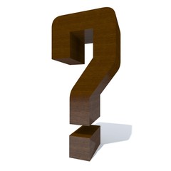 Conceptual wood or wooden brown font or type, timber or lumber industry piece isolated on white background. Educative hadwood material, smooth surface mahogany handmade sculpted 3D illustration object