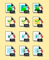 Set of picture program file formats icons for business ,Image file extensions,vector.