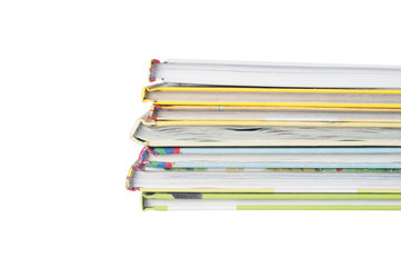 A stack of books on a white background. Children's books.