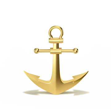 Golden anchor with shadow iin shape of arrows