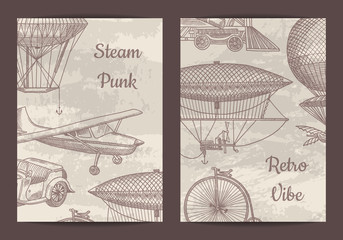 Vector card, flyer or brochure template for steampunk