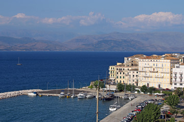 Fototapeta na wymiar Corfu town port summer season