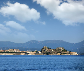 Fototapeta na wymiar Old fortress Corfu town landscape