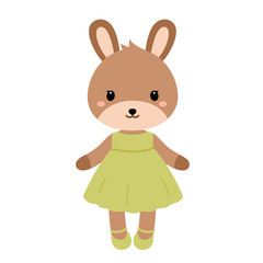 Cute rabbit in dress in modern flat style. Vector.