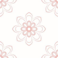 Floral vector pink ornament. Seamless abstract classic background with flowers. Pattern with repeating floral elements