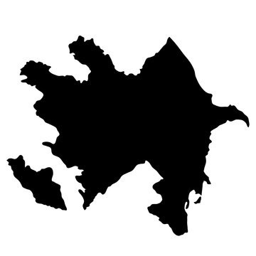 black silhouette country borders map of Azerbaijan on white background of vector illustration