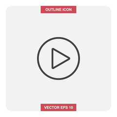 Vector design of outline icon, Play or forward button thin lines stroke symbol for web or mobile element.