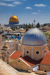 Jerusalem. Cityscape image of old town Jerusalem, Israel with the Church of St. Mary of agony and the Dome of the Rock.