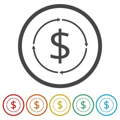 Money convert icon, 6 Colors Included