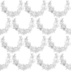 Seamless floral pattern. Hand drawn illustration for fabric, wrapping, prints, cards, wedding design in vintage style