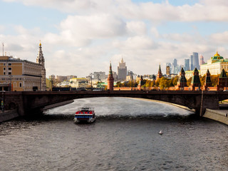 Moscow river near Red Square and Kremlin. Russia, Moscow
