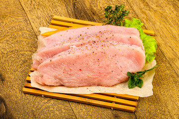 Raw turkey steak