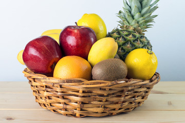 Fruit basket with white background