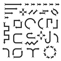 Black arrows set. Set of icons and icons combnations