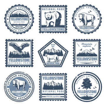 Vintage National Park Stamps Set