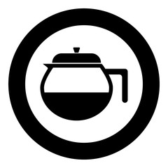 Obraz premium Teapot the black color icon in circle or round