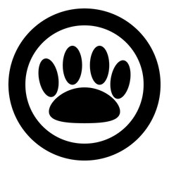 Animal footprint the black color icon  in circle or round