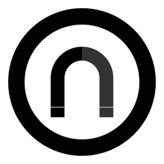 Magnet the black color icon  in circle or round