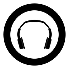 Headphones the black color icon  in circle or round