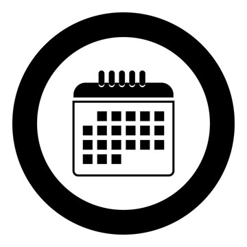 Calendar the black color icon  in circle or round