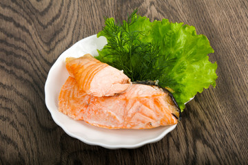 Steamed salmon