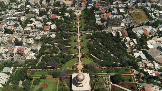 Aerial of the Gardens with the Shrine of the Bab