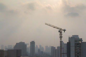 air pollution particulate matter of 2.5 microns or less in diameter (PM 2.5) in central of Bangkok,...