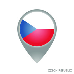 Map pointer with flag of Czech Republic. Gray abstract map icon. Vector Illustration.
