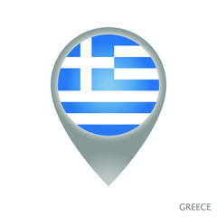 Map pointer with flag of Greece. Gray abstract map icon. Vector Illustration.