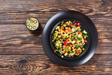 fresh colorful mexican style salad, top view