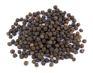 Pile of black pepper isolated on white background
