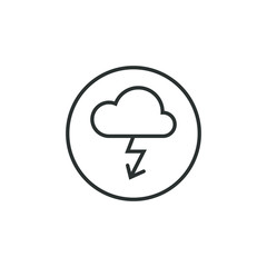 Black and white storm icon in the round frame