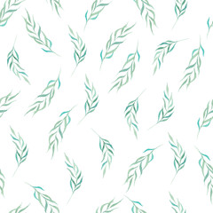 Watercolor seamless pattern with palm leaves. Can be used for packaging,cards,printing on fabric.