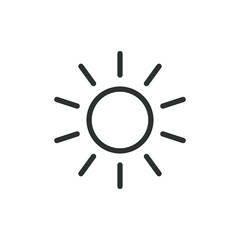 Black and white cloudless sky icon. linear sun icon