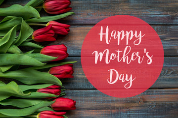Happy Mother's Day card with red tulips