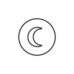Black and white moon icon in the round frame