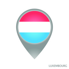 Map pointer with flag of Luxembourg. Gray abstract map icon. Vector Illustration.