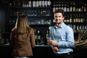 Young couple in cafe