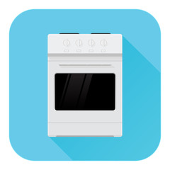 Obraz premium Kitchen stove. Domestic freestanding cooker. Flat design. Blue icon