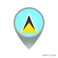 Map pointer with flag of Saint Lucia. Gray abstract map icon. Vector Illustration.