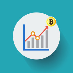 Bitcoin sign icon flat design network money symbol. For mobile user interface. Vector, illustration eps10