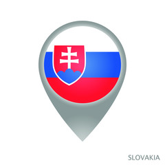 Fototapeta premium Map pointer with flag of Slovakia. Gray abstract map icon. Vector Illustration.