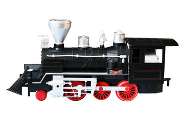 Old locomotive isolated. Real one, note toy or model.