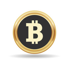 Bitcoin sign icon flat design network money symbol. For mobile user interface. Vector, illustration eps10