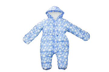 baby winter clothing, blue color, isolated on white