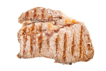 Grilled steak isolated on white