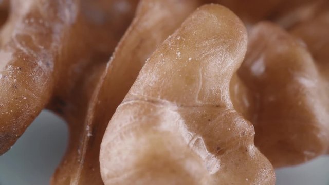 Shelled raw walnut super macro shot